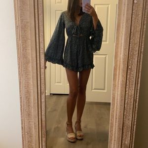 Flirty Green Jumpsuit with Bell Sleeves